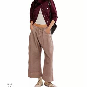 Wide Leg Casual Trousers in Taupe